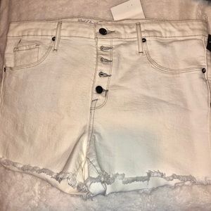 White, Button Up Shorts